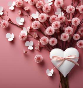 carte saint valentin decor floral rose